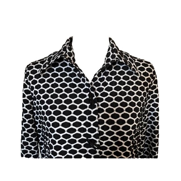 JOSEPH RIBKOFF Jacket Size 8 Toggle Buttons Front and Back Black White Honeycomb - Picture 2 of 6
